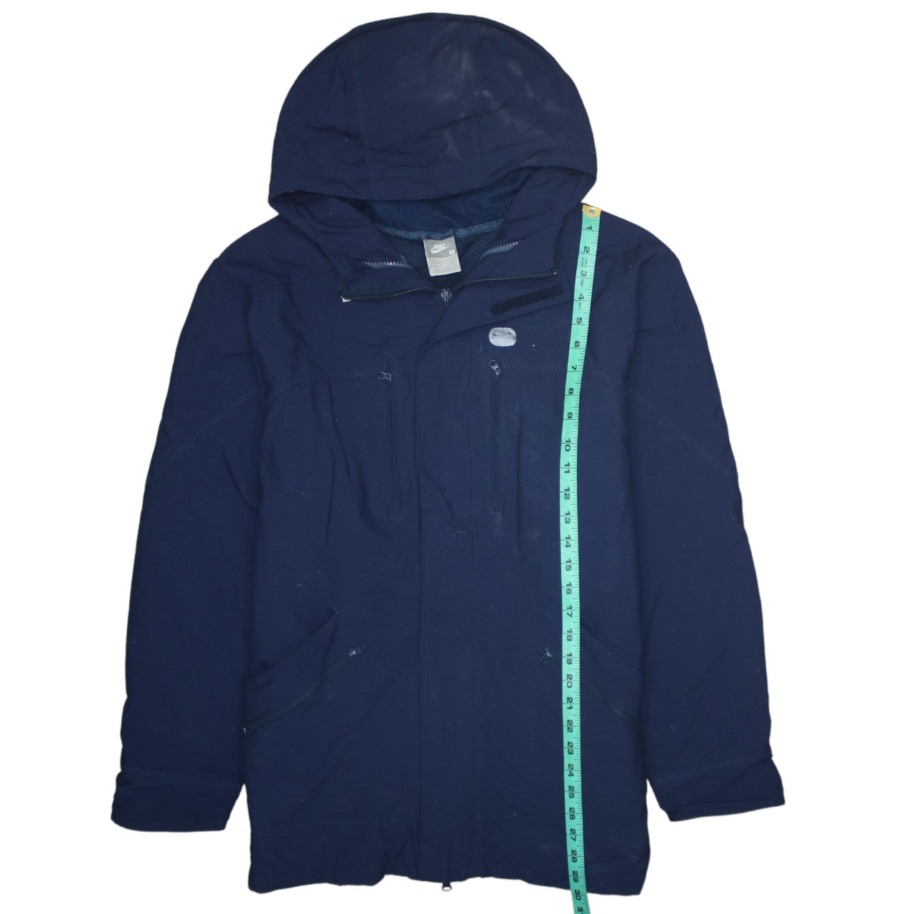 Nike Men's Blue Hooded Parka Jacket Size M Regular Fit Zip Pockets