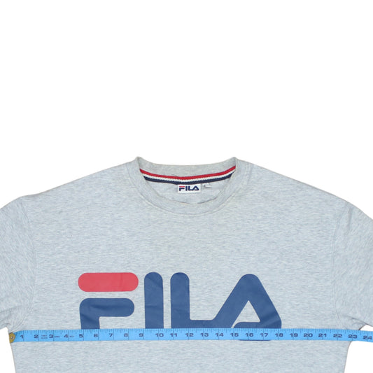 Fila Men's Grey Pullover Sweatshirt M Crew Neck Logo Sportswear