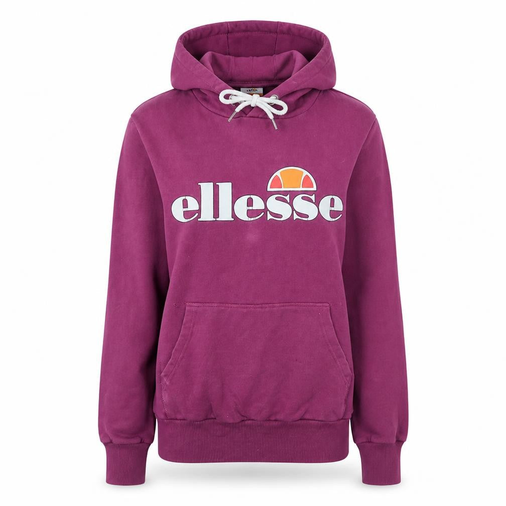 Ellesse Women's Purple Hooded Pullover Hoodie UK 6 Logo Print Casual