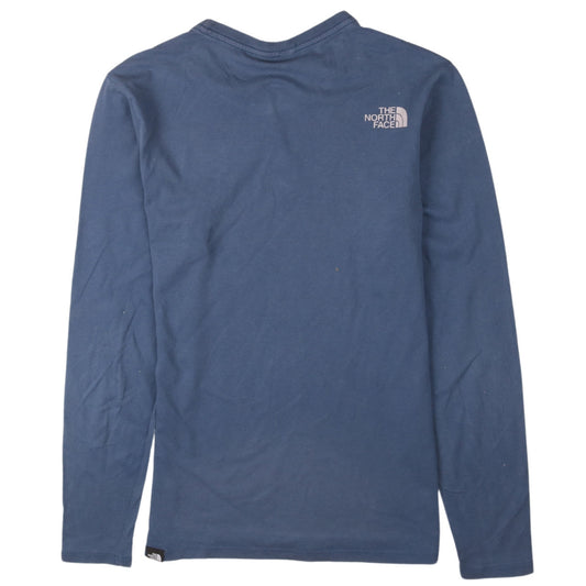 The North Face Men's Blue Long Sleeve Crew Neck Cotton T-Shirt XS