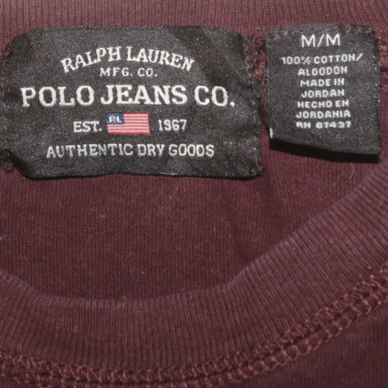 Ralph Lauren Polo Jeans Co. Men's Burgundy Long Sleeve T-Shirt M