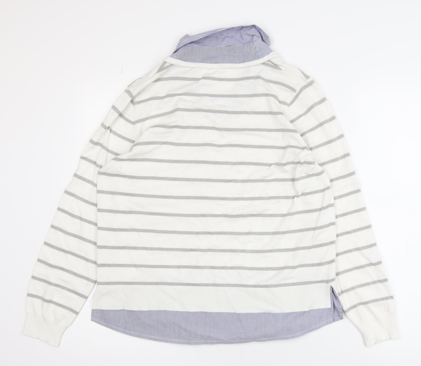 Bonmarché Women’s White Striped Layered V-Neck Top Size 14