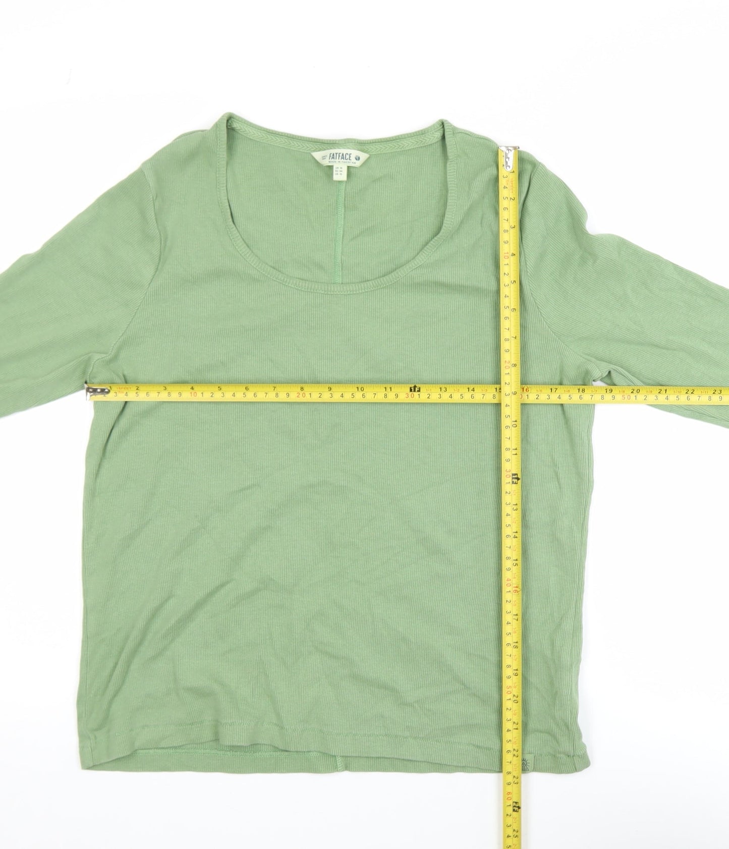 FatFace Women’s Green Long Sleeve Scoop Neck Cotton Top Size 16