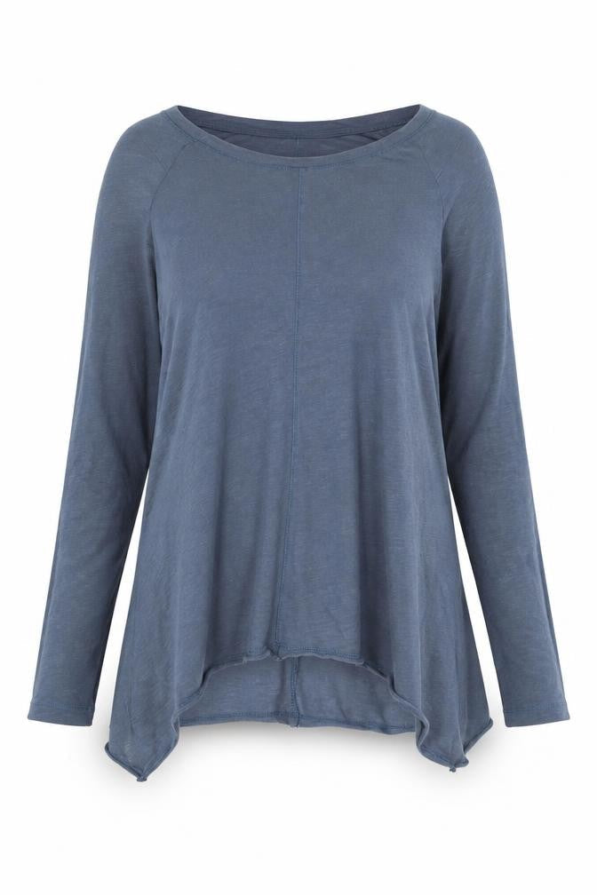 Marks and Spencer Women's Blue Long Sleeve Cotton T-Shirt UK 10