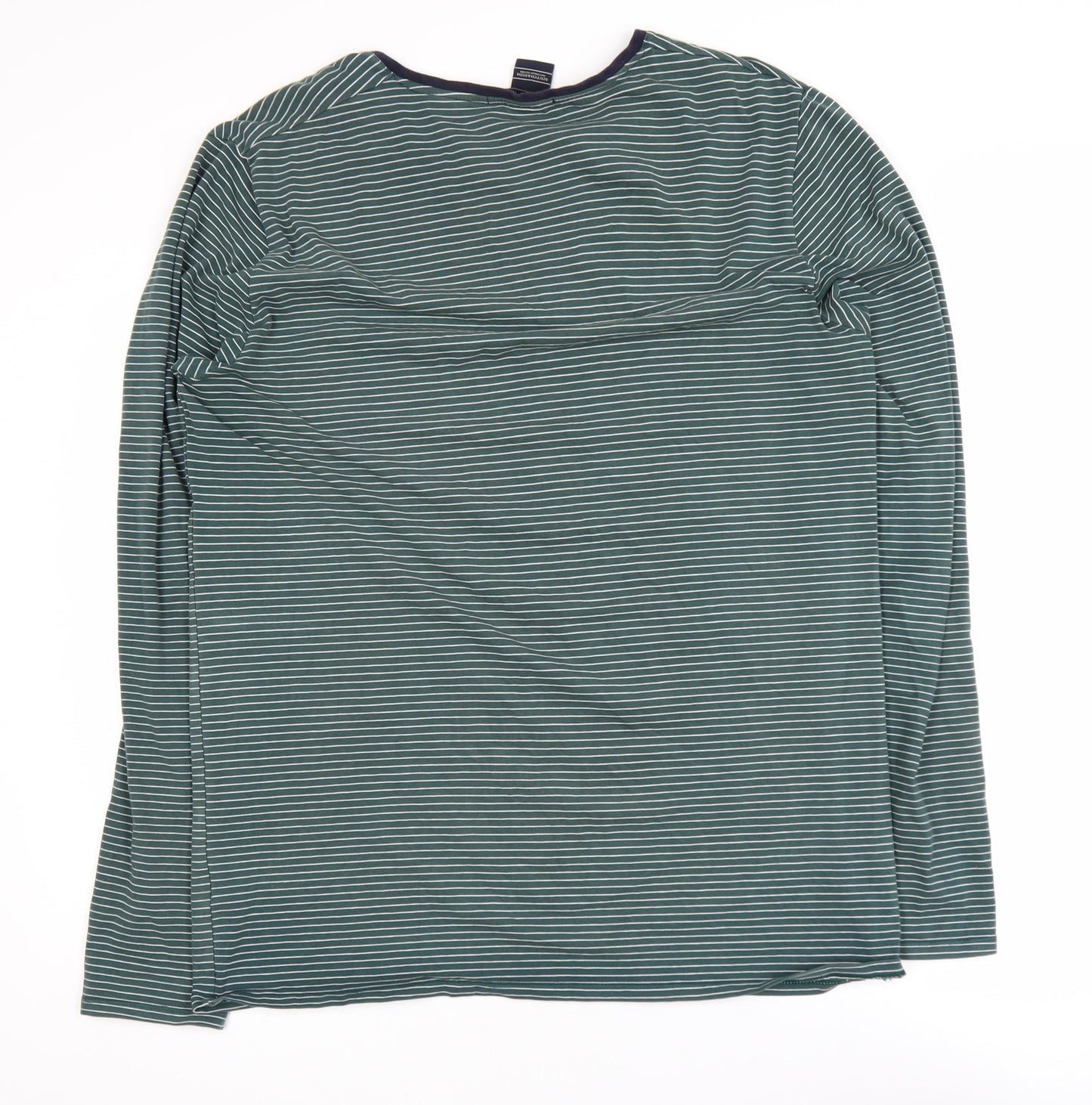 Scotch & Soda Men's Green Striped Long Sleeve Crew Neck Cotton T-Shirt XXL