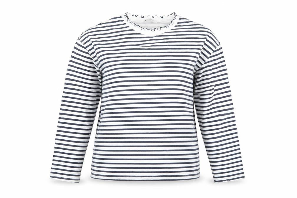 Zara Trafaluc Women’s Black White Striped Long Sleeve Cotton Top S