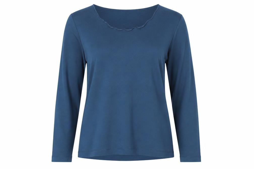 Sandwich Women Blue Long Sleeve Jersey Cotton Stretch Top L