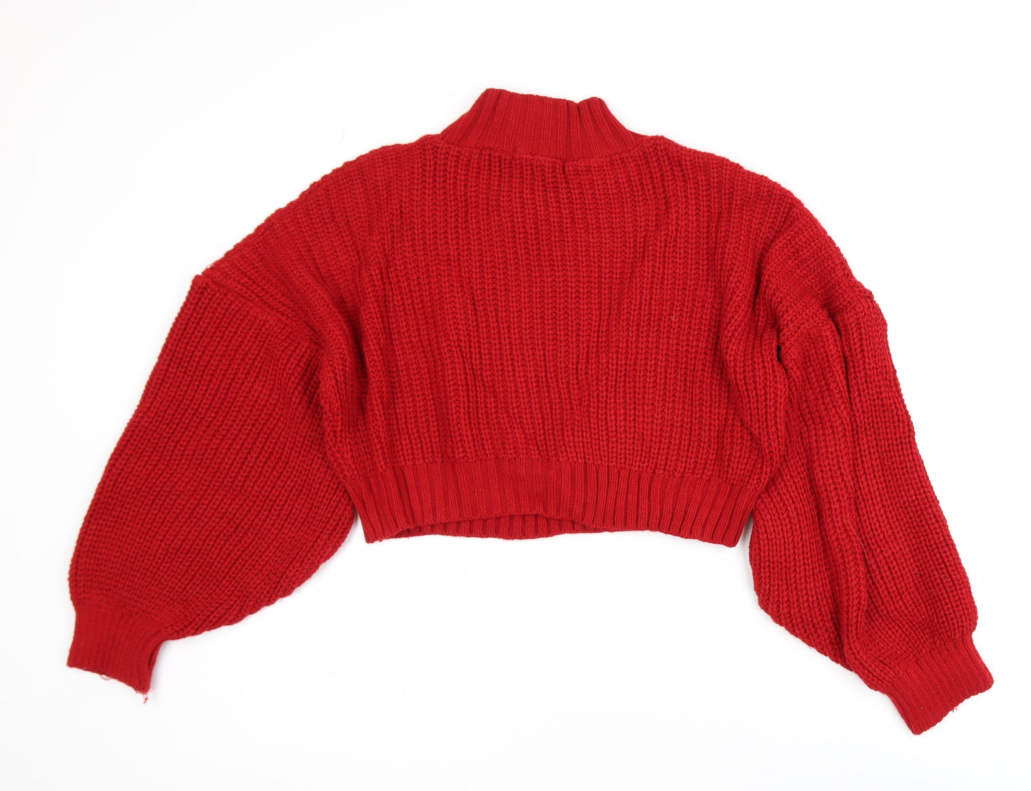Missguided Women’s Red Cable-Knit Cropped Pullover Jumper Size 8