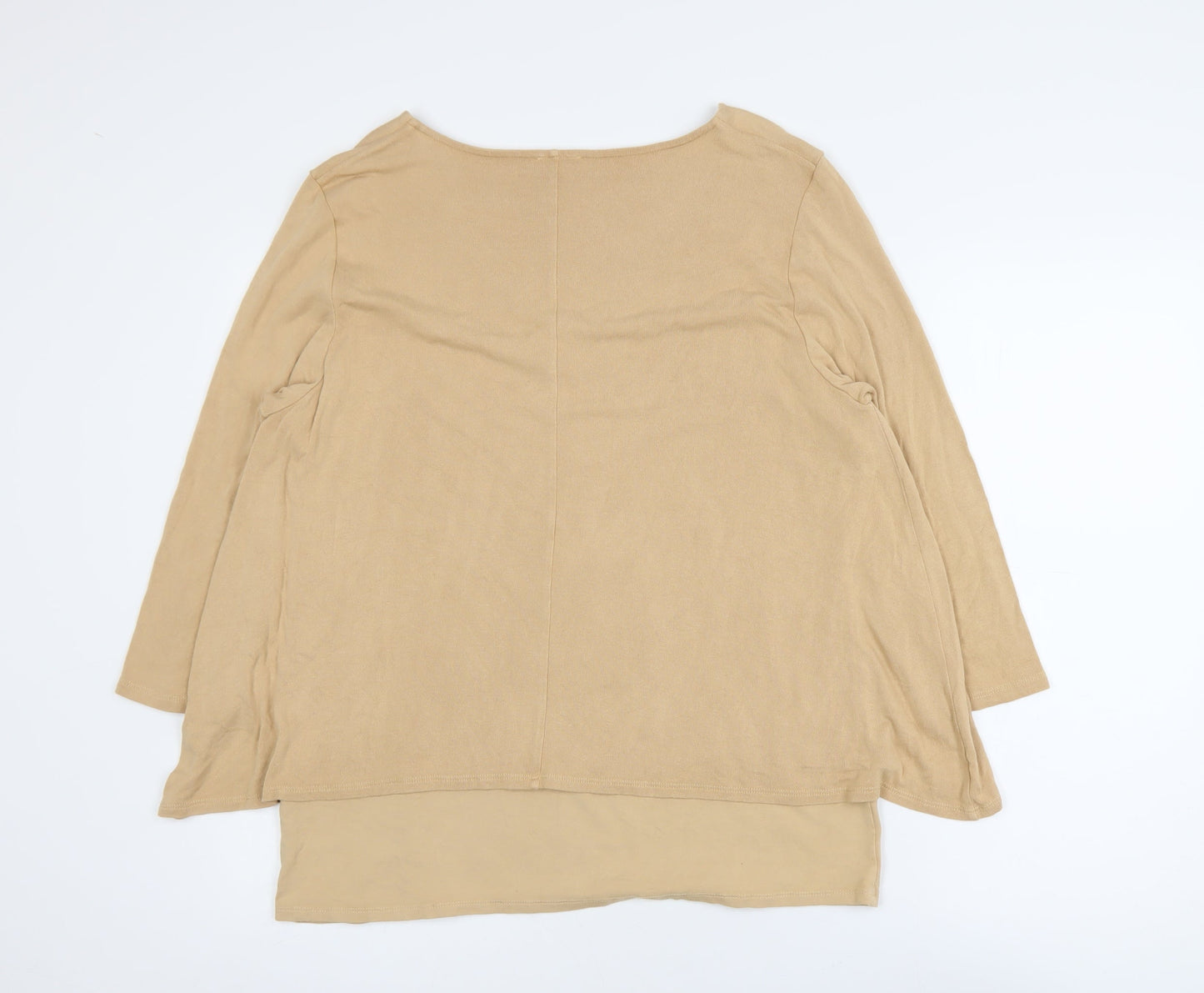 Kettlewell Women Beige V-Neck Long Sleeve Jersey Blouse Size L