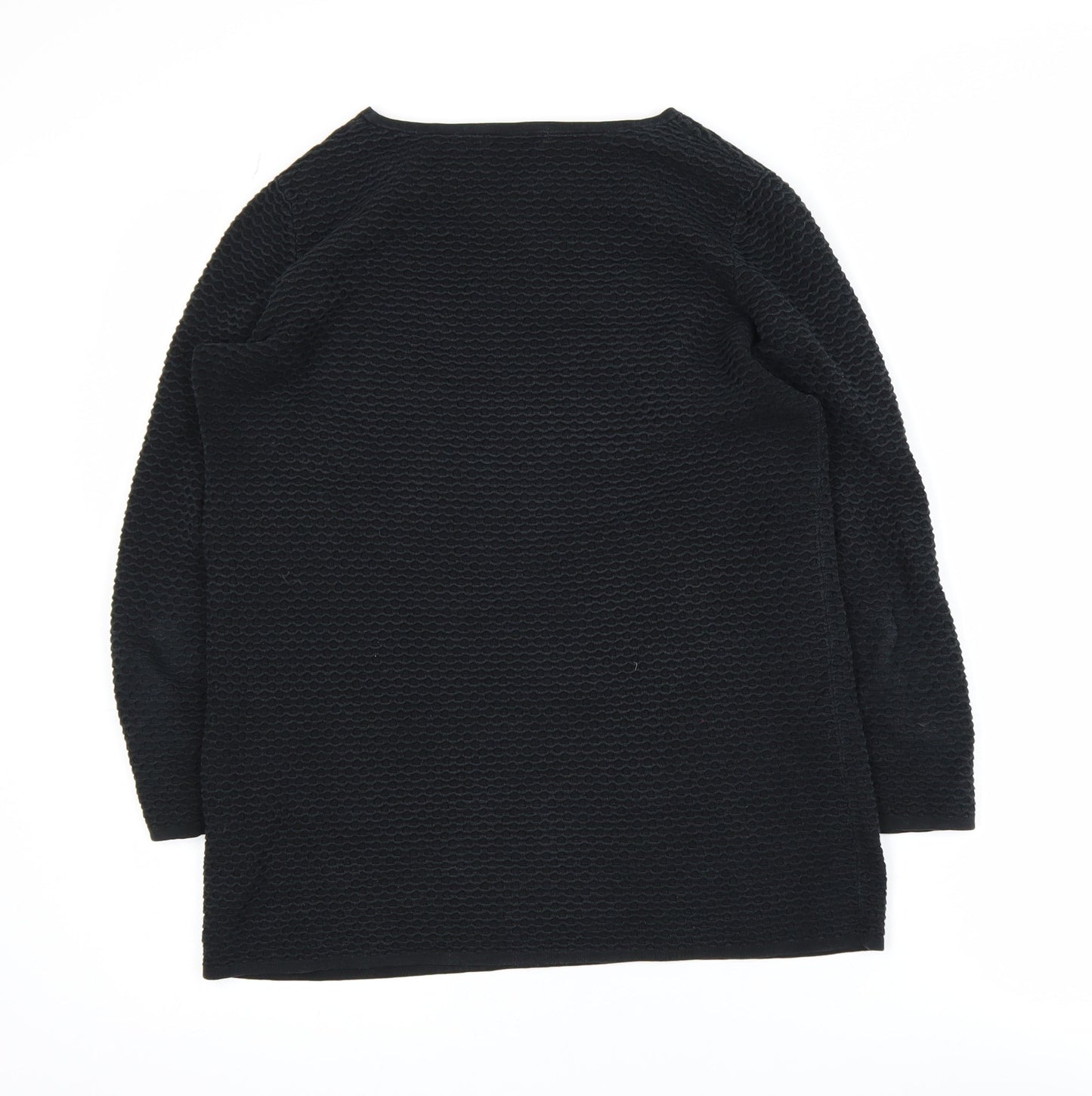 COS Womens Black Cotton Knit Crew Neck Long Sleeve Pullover Jumper XS