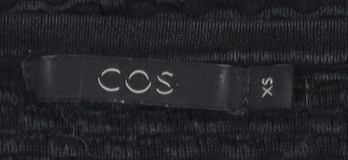 COS Womens Black Cotton Knit Crew Neck Long Sleeve Pullover Jumper XS