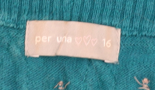 Marks and Spencer Women’s Blue Cotton Pullover Jumper Size 16