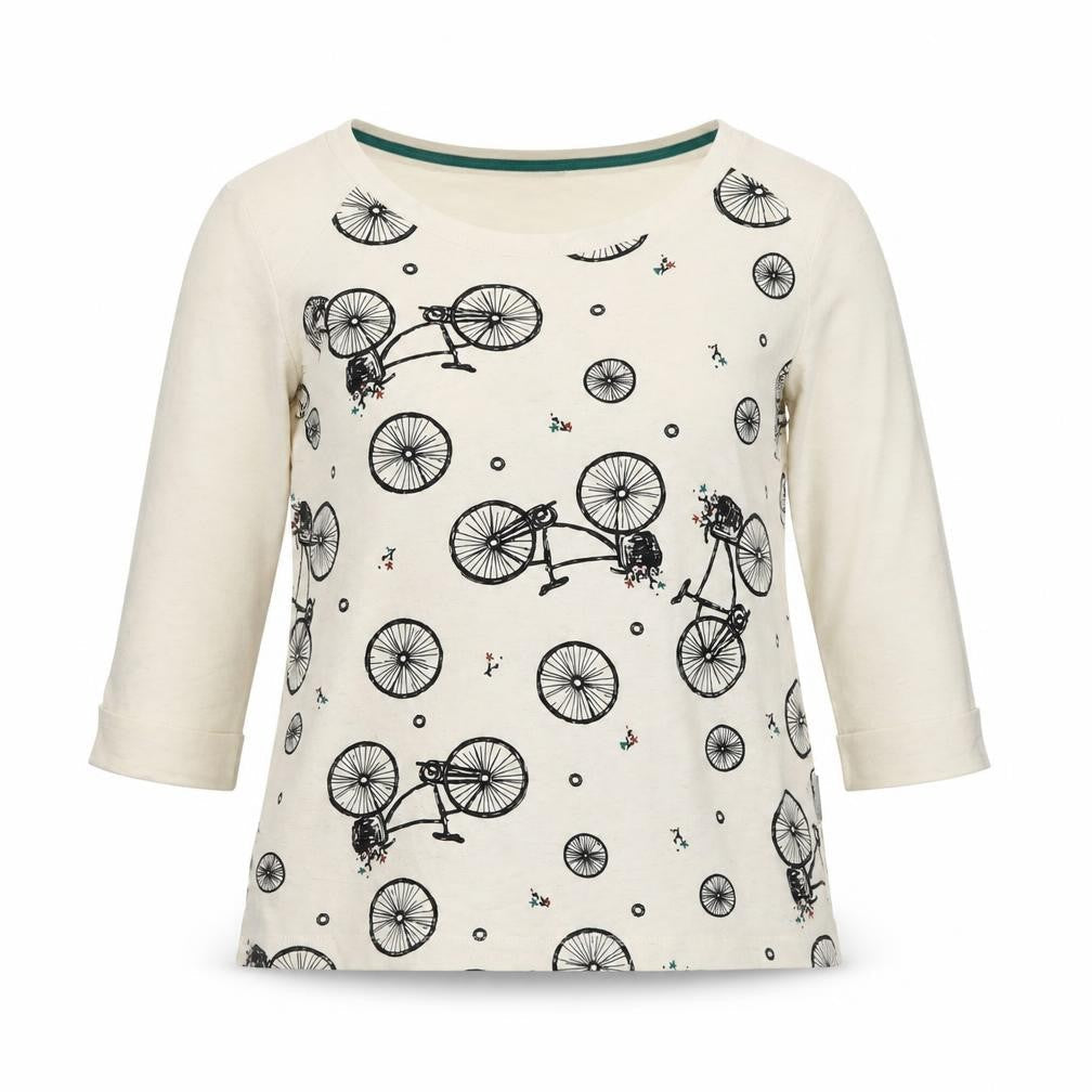 Marks and Spencer Women Ivory Bicycle Print 3/4 Sleeve Pullover Jumper Size 8