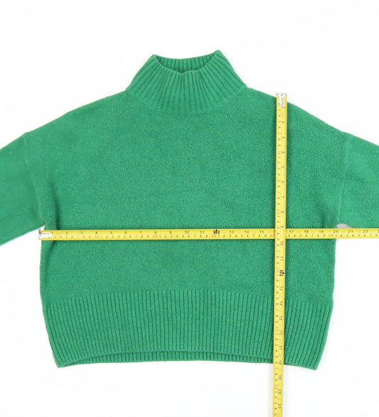 & Other Stories Women Green XS Mock Neck Wool Blend Pullover Jumper