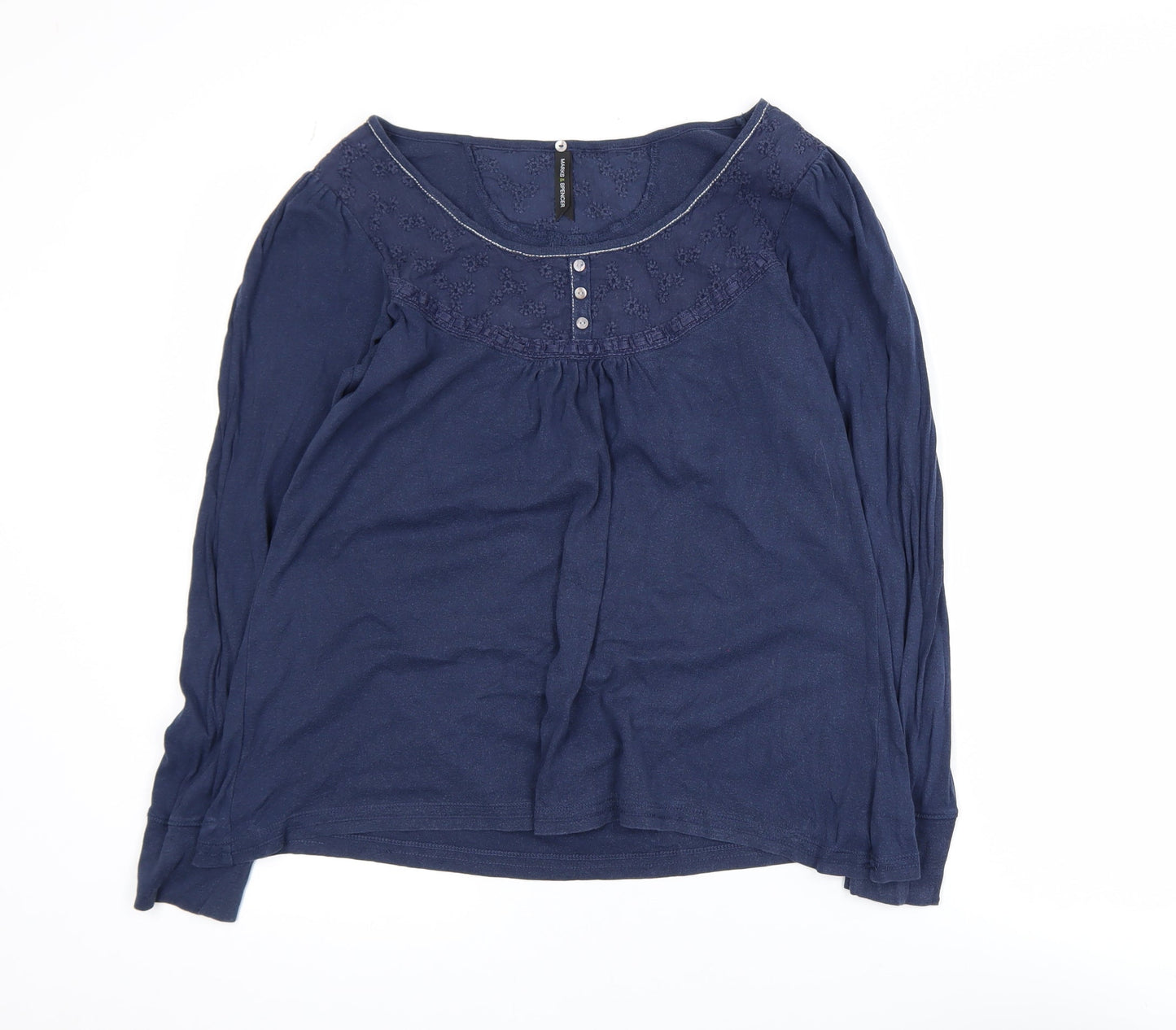 Marks and Spencer Women's Blue Cotton Tunic Blouse Size 14