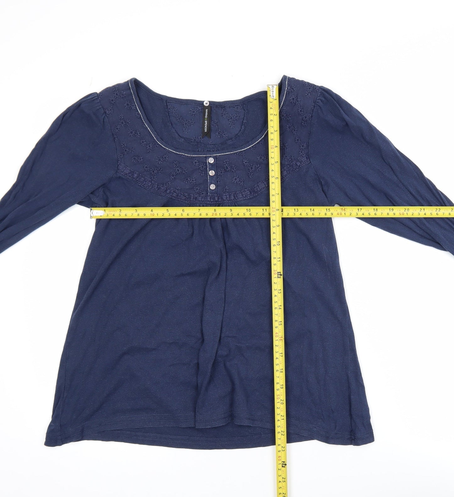 Marks and Spencer Women's Blue Cotton Tunic Blouse Size 14