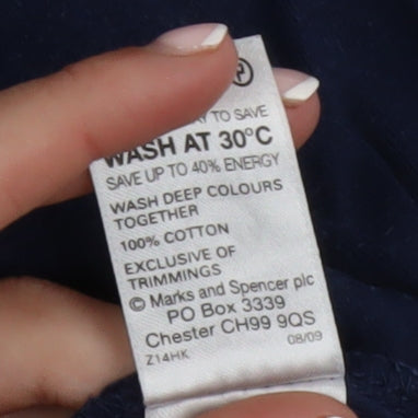 Marks and Spencer Women's Blue Cotton Tunic Blouse Size 14