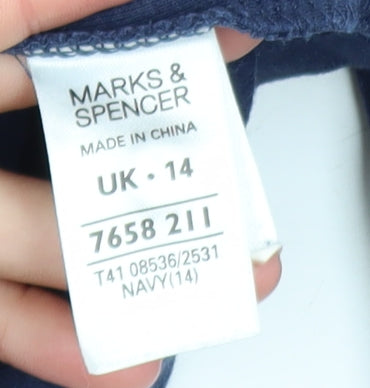 Marks and Spencer Women's Blue Cotton Tunic Blouse Size 14