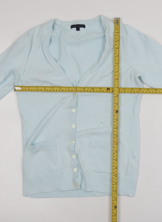 Tommy Hilfiger Womens Blue V-Neck Cotton Knit Cardigan S