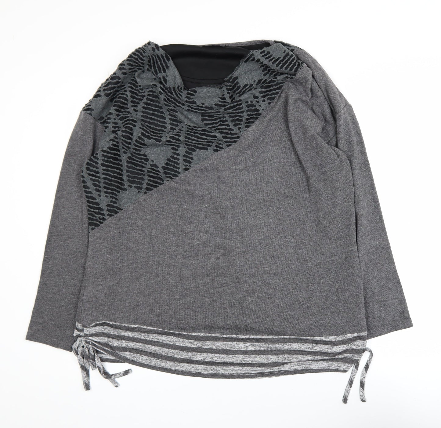 Klass Womens Grey 2XL Tunic Top Cowl Neck Long Sleeve Stretch Blouse