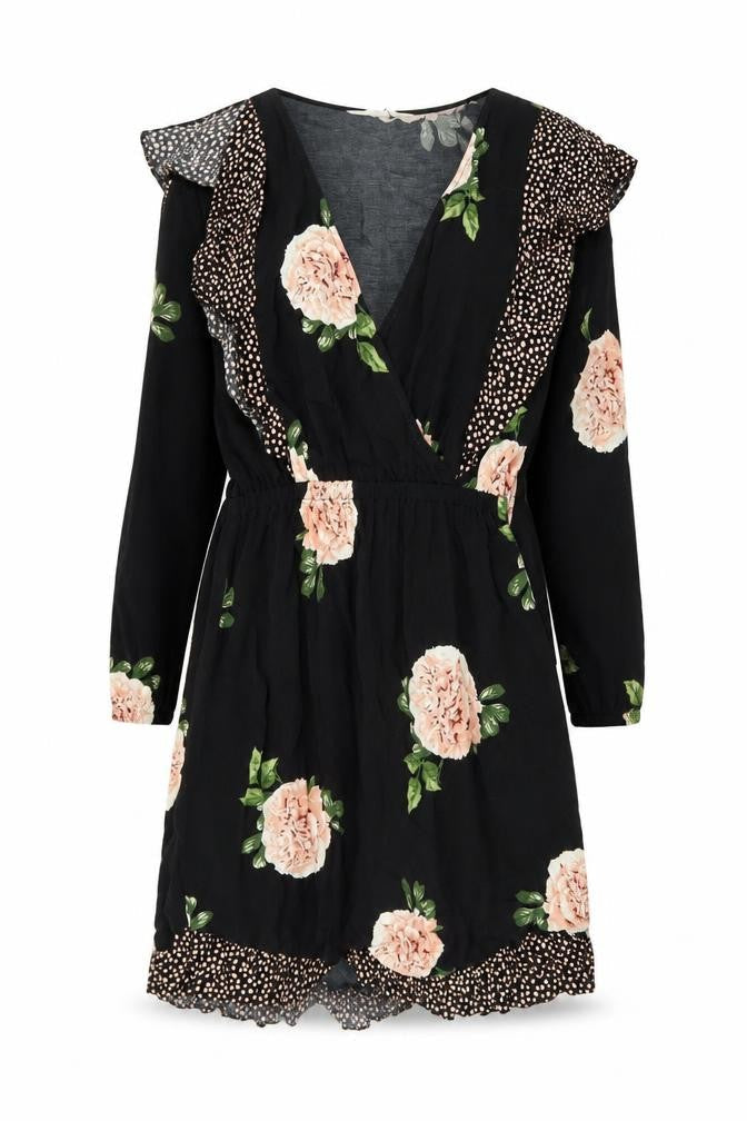 Nine by Savannah Miller Women’s Black Floral Wrap Dress Size 10