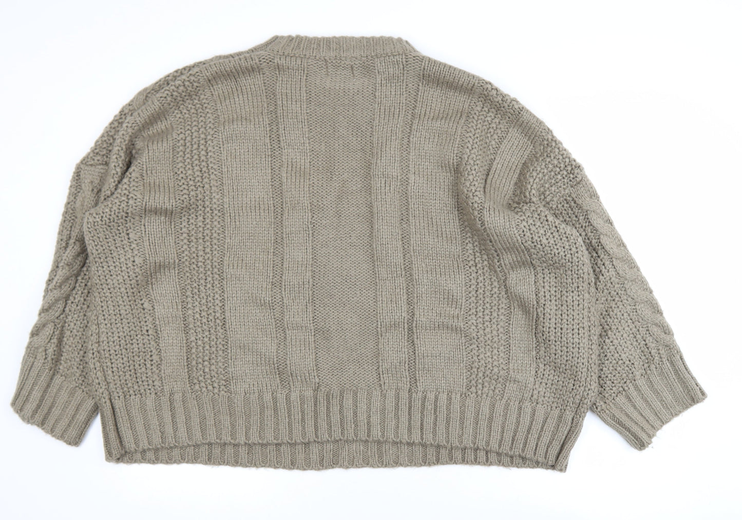 SNDYS Womens Beige Cable Knit Chunky Pullover Jumper Size L