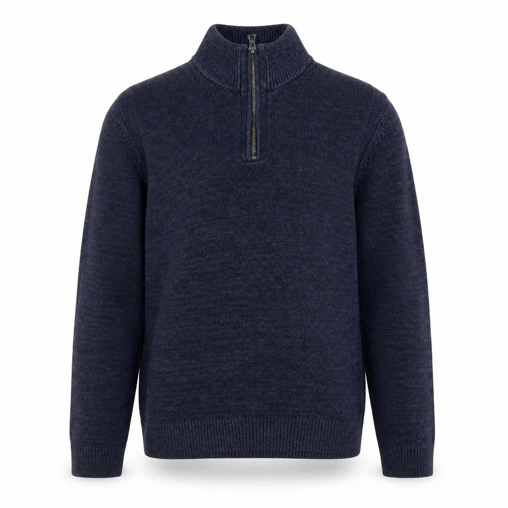 Marks and Spencer Men's Blue Cotton Blend 1/2 Zip Jumper M
