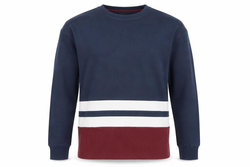 Penshoppe Men's Navy Colourblock Crew Neck Sweatshirt Size M