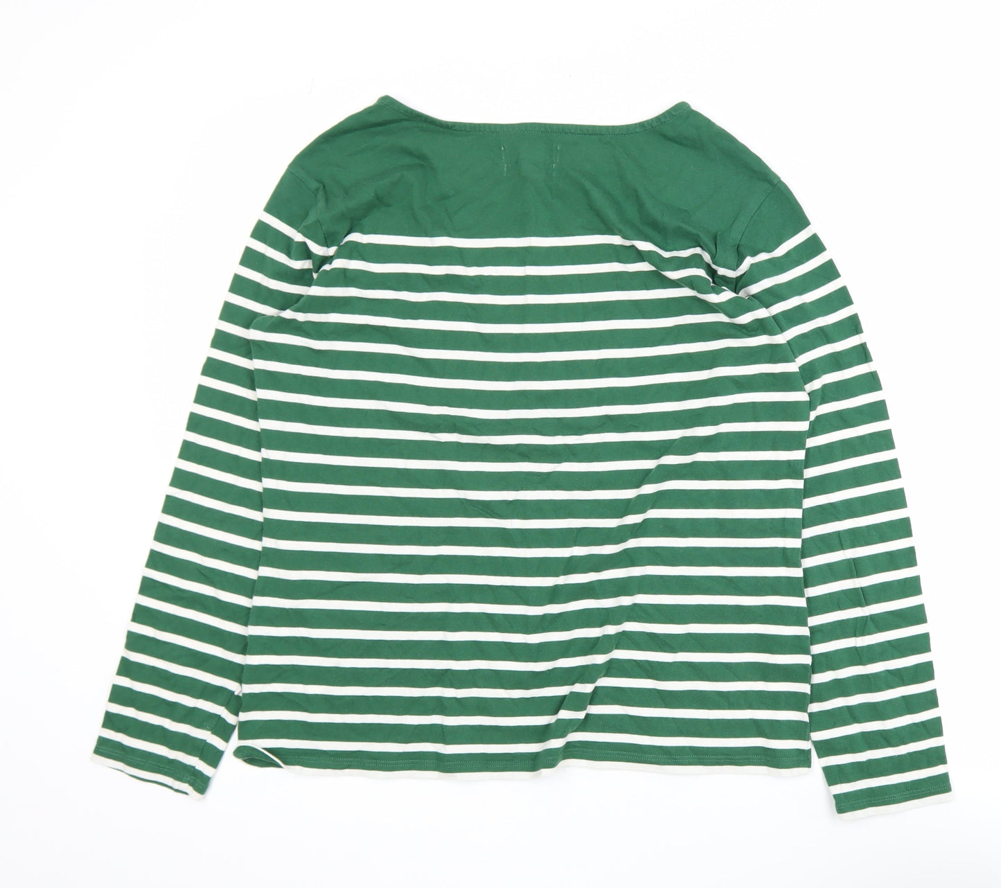 Seasalt Women Green Striped Long Sleeve Cotton Sailor Shirt UK 16
