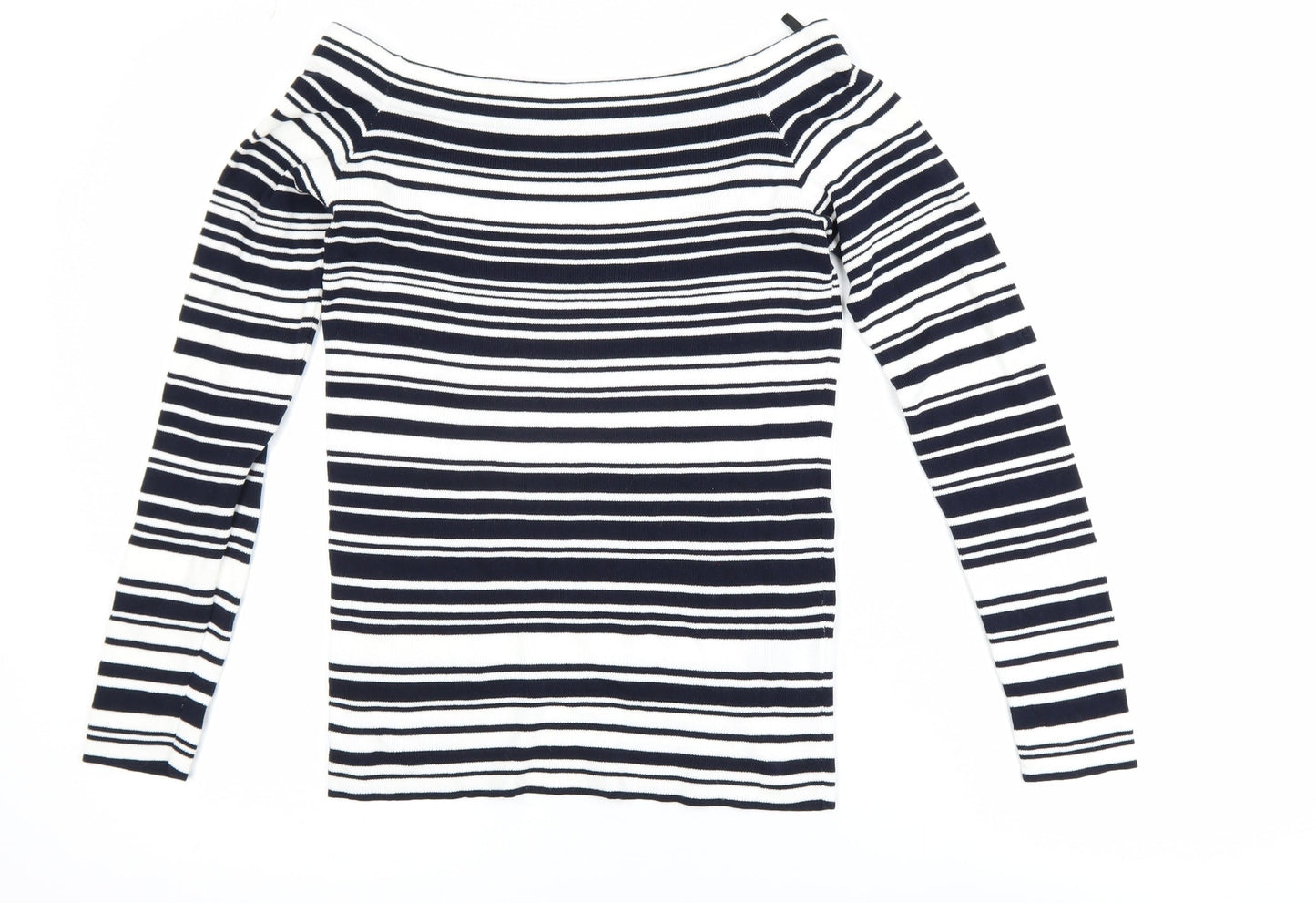 Dorothy Perkins Women’s Black Stripe Boat Neck Long Sleeve Top Size 12