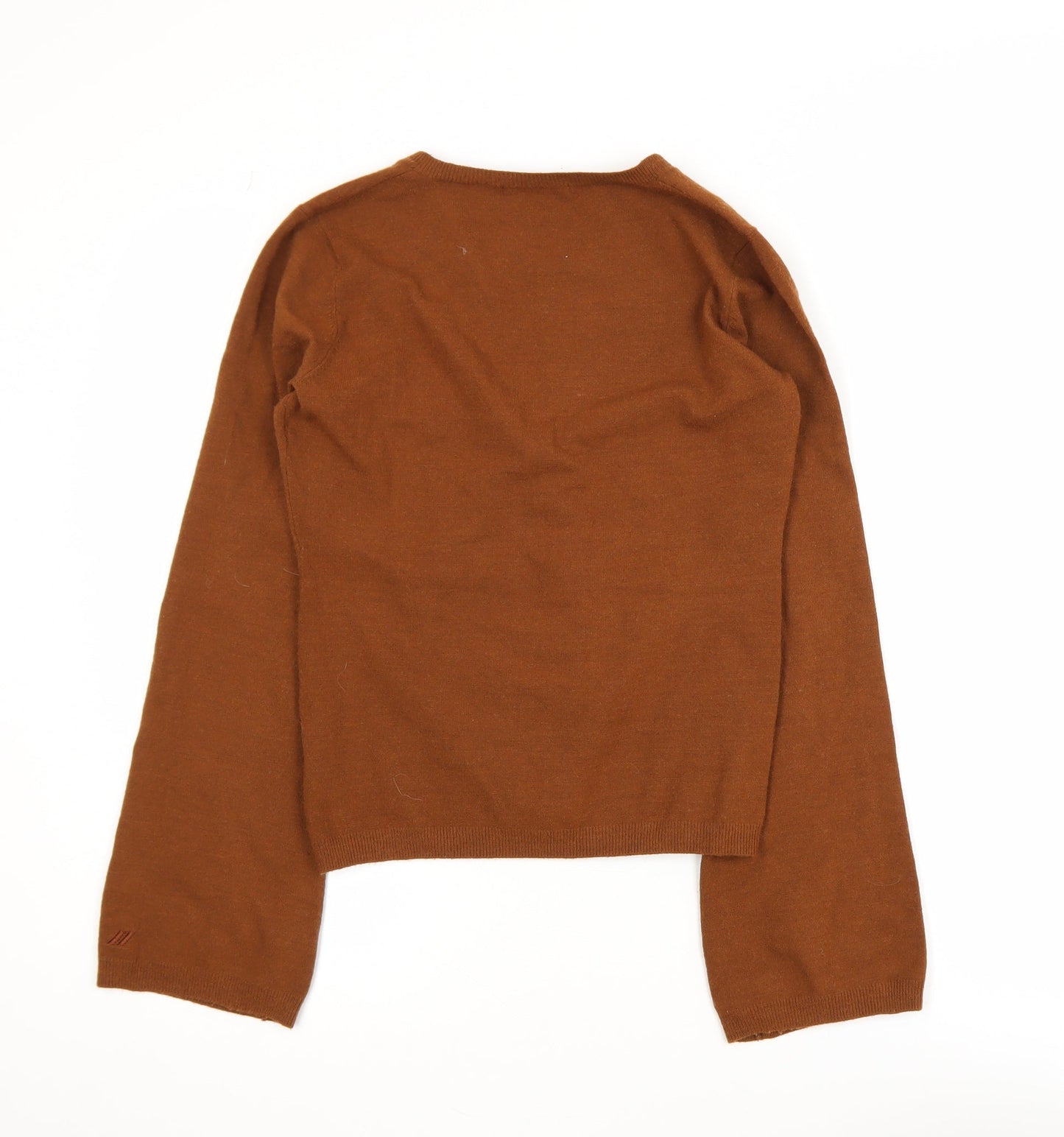 DKNY Jeans Womens Brown V-Neck Long Sleeve Pullover Jumper M