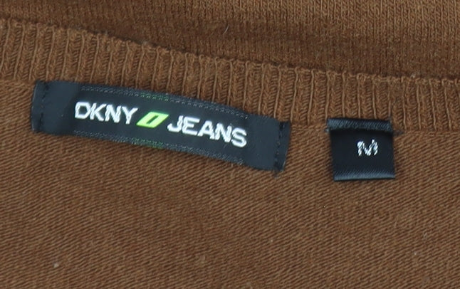 DKNY Jeans Womens Brown V-Neck Long Sleeve Pullover Jumper M