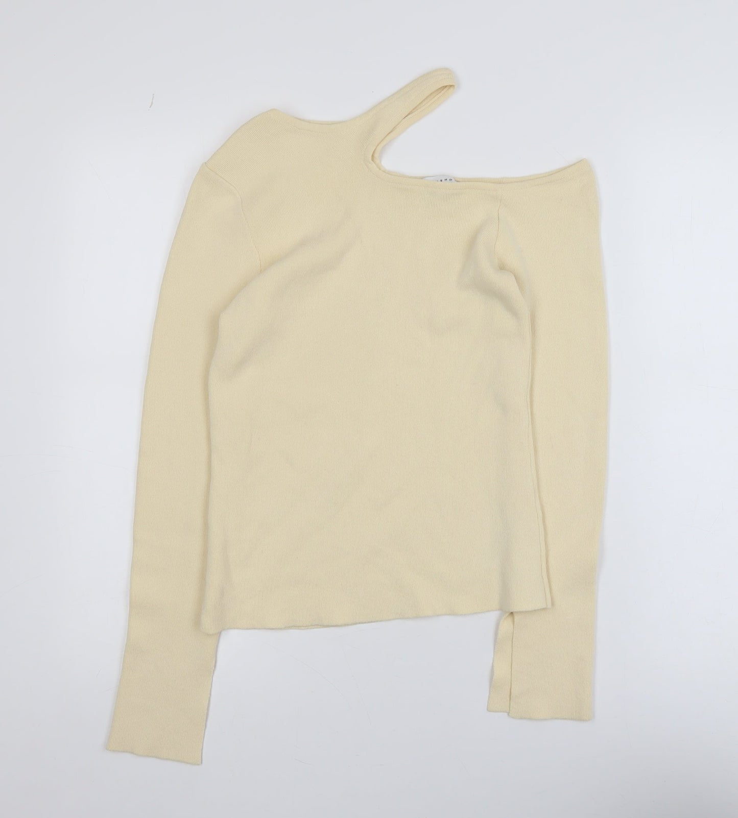 Topshop Women's Beige One Shoulder Knit Top Size S UK 8-10
