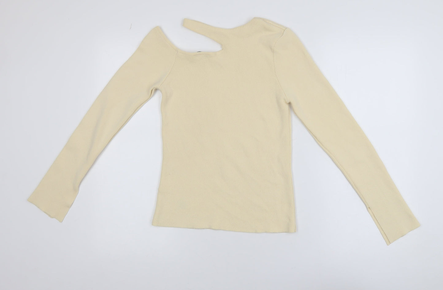 Topshop Women's Beige One Shoulder Knit Top Size S UK 8-10