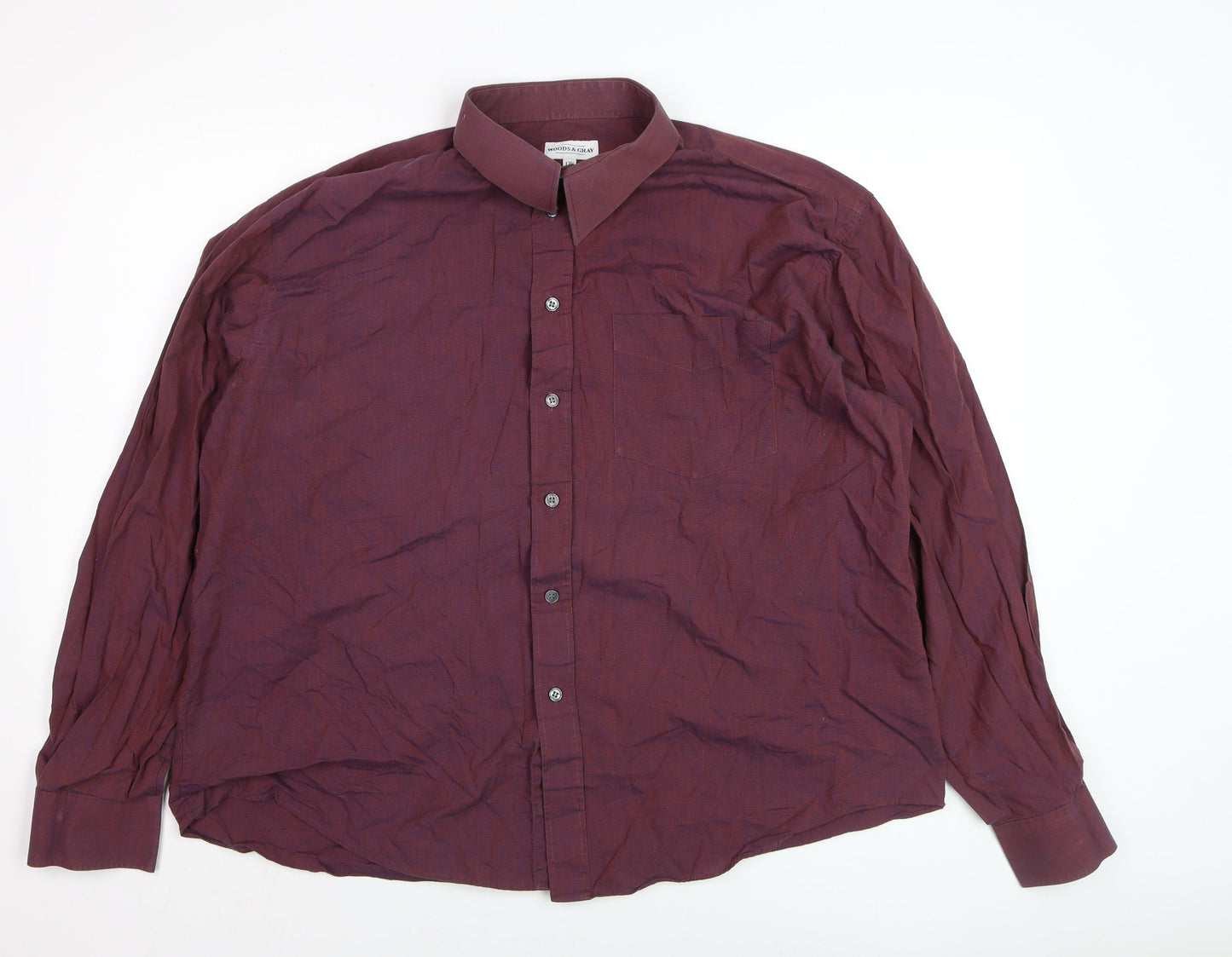 Woods & Gray Men's Burgundy 17.5in Classic Fit Long Sleeve Dress Shirt