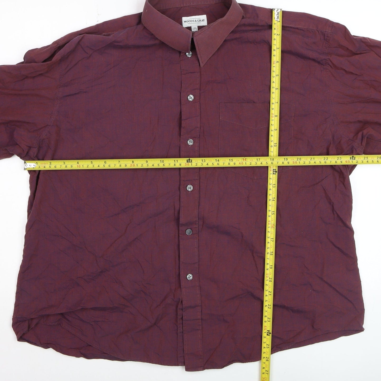 Woods & Gray Men's Burgundy 17.5in Classic Fit Long Sleeve Dress Shirt