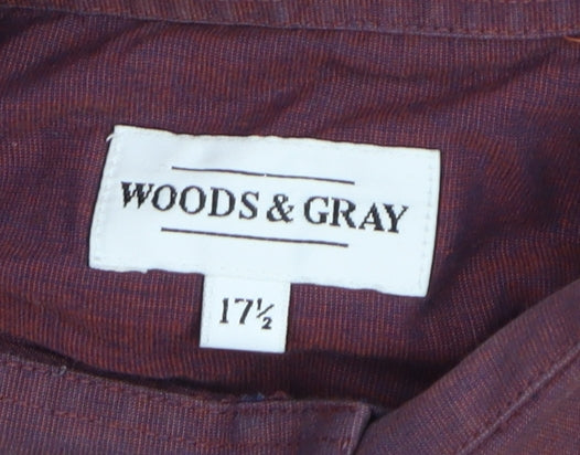 Woods & Gray Men's Burgundy 17.5in Classic Fit Long Sleeve Dress Shirt
