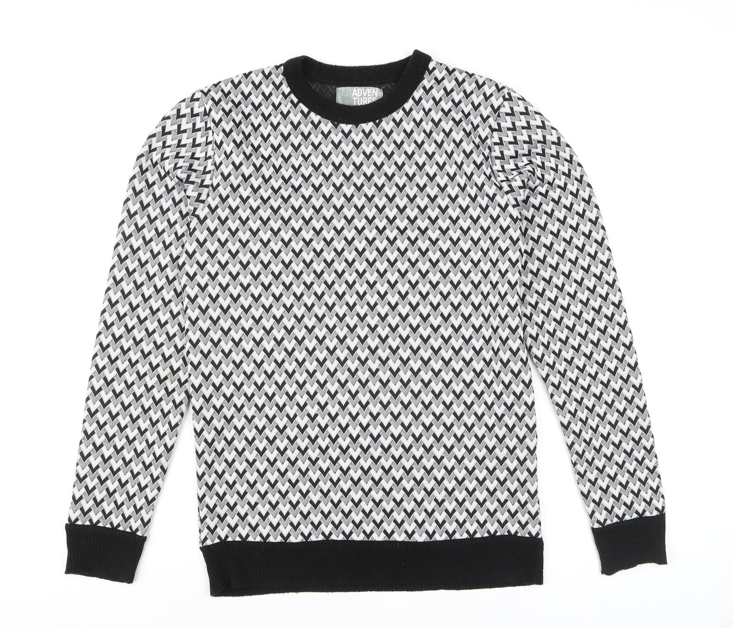 Adventures of the Unsigned Womens Black White Small Crew Neck Pullover Jumper