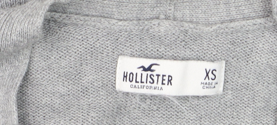 Hollister Women Grey XS Knit V-Neck Long Sleeve Cardigan
