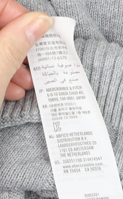 Hollister Women Grey XS Knit V-Neck Long Sleeve Cardigan