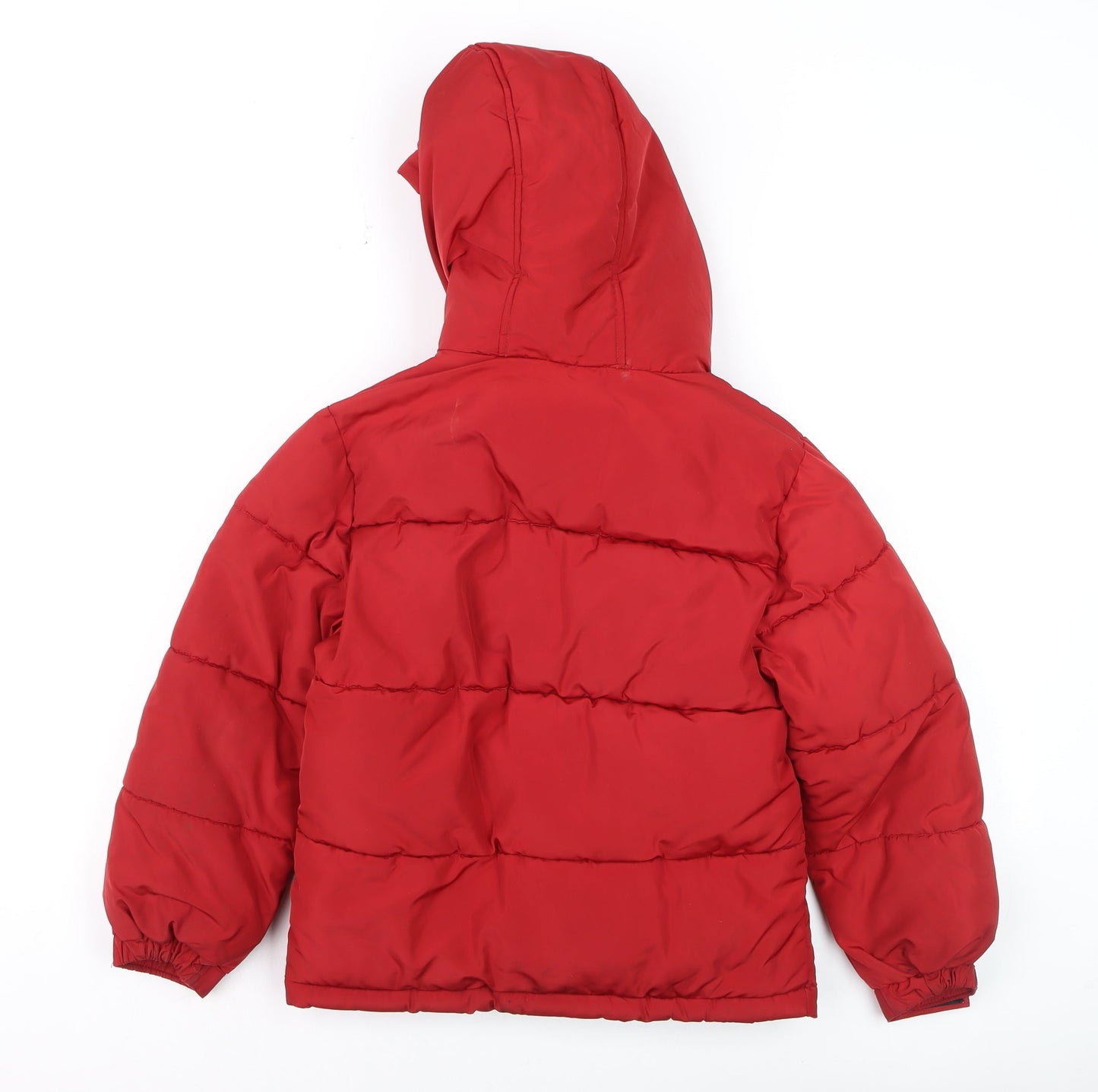 DKNY Boys Red Hooded Puffer Jacket 7 Years Winter Coat Lined Zip