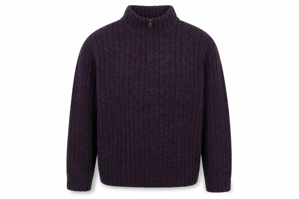 Marks and Spencer Men’s Purple Wool Blend 1/4 Zip Jumper 2XL