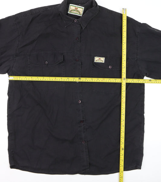 Bay Line Men's Black Cotton Long Sleeve Button-Up Shirt L