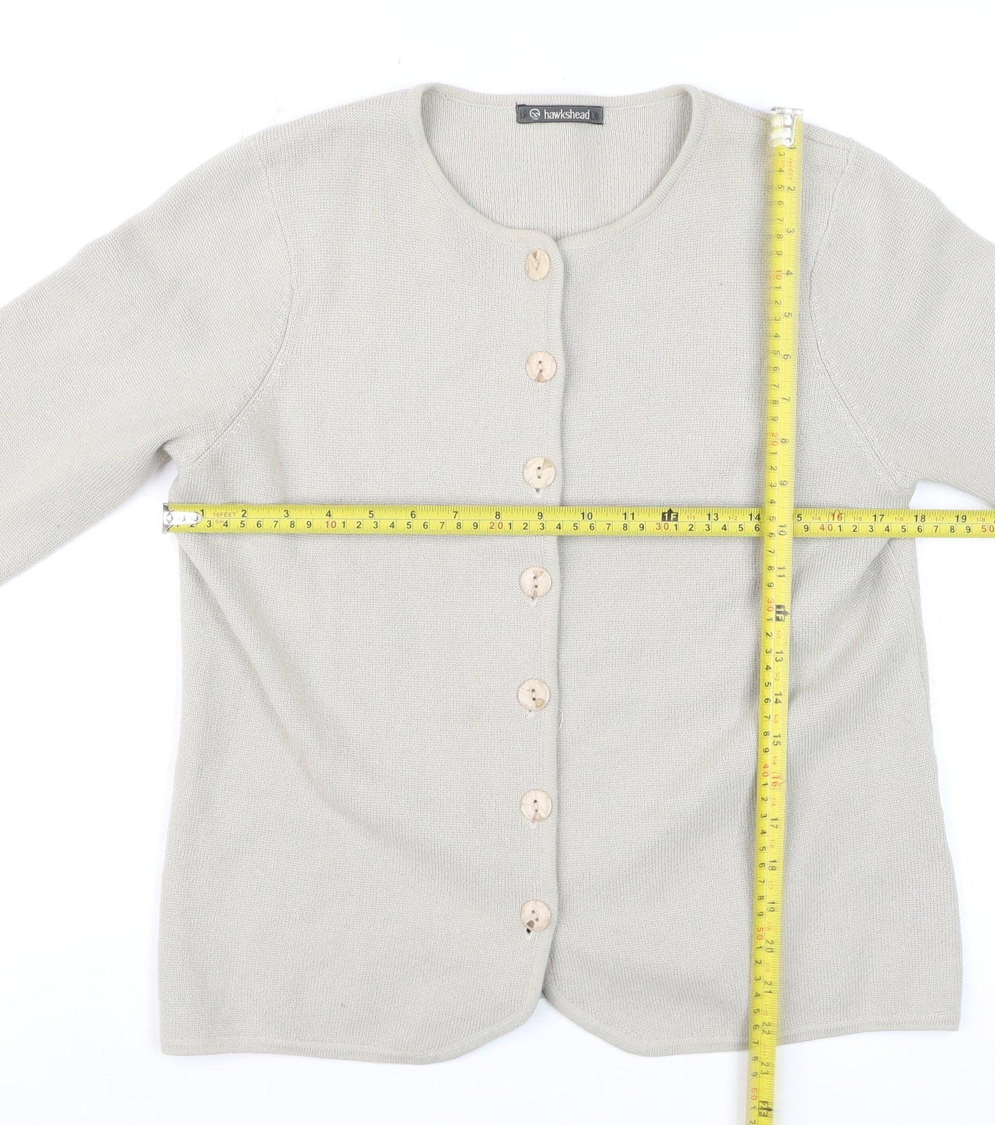 Hawkshead Women's Beige Cotton Button Cardigan M
