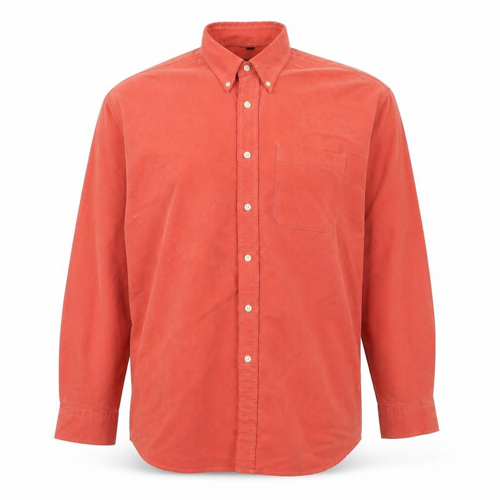 Copperstone Men's Orange Long Sleeve Cotton Button-Up Shirt L