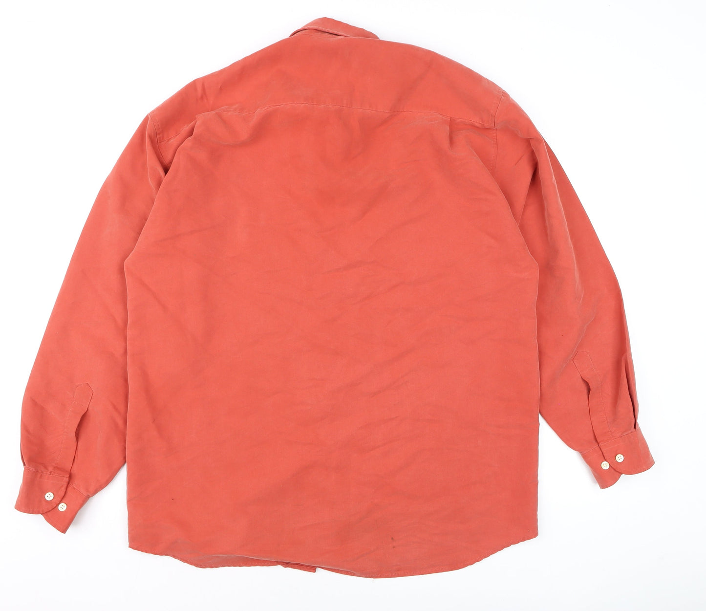 Copperstone Men's Orange Long Sleeve Cotton Button-Up Shirt L