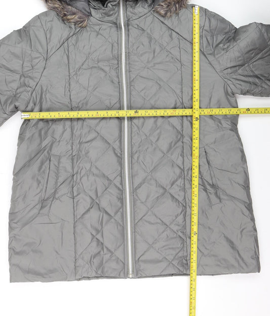 Anne de Lancay Men's Grey Quilted Hooded Puffer Coat L