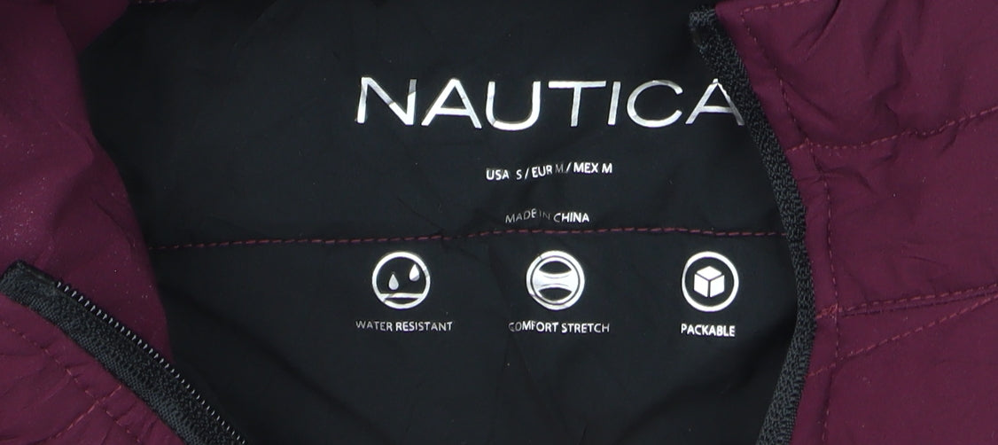 Nautica Womens Purple Hooded Puffer Jacket Size 10 Water Resistant