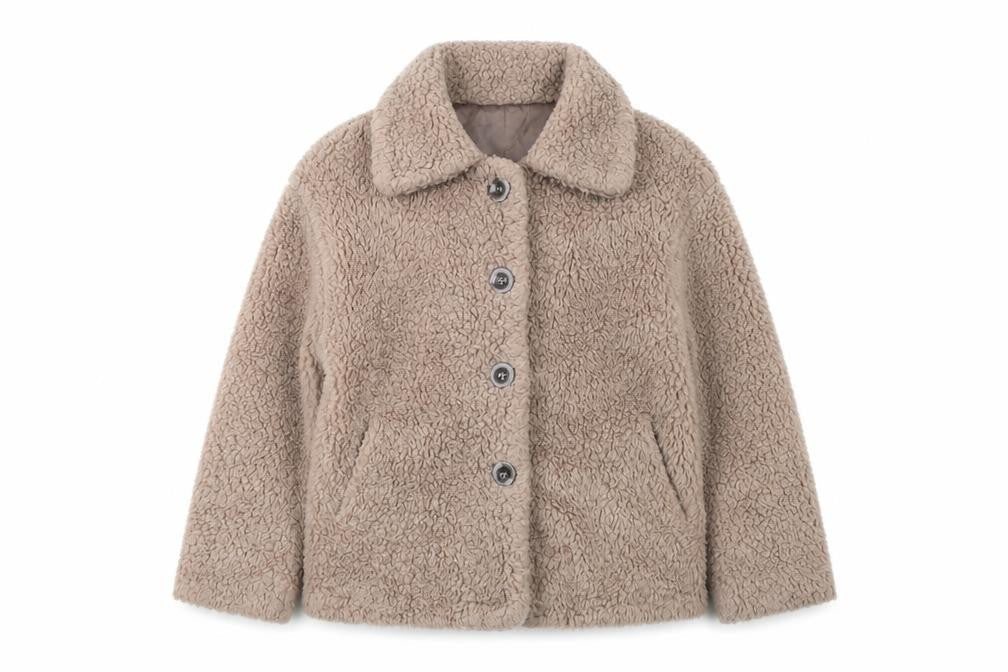 TOUER TOUBUDA Women’s Beige Teddy Fleece Button Jacket Size M