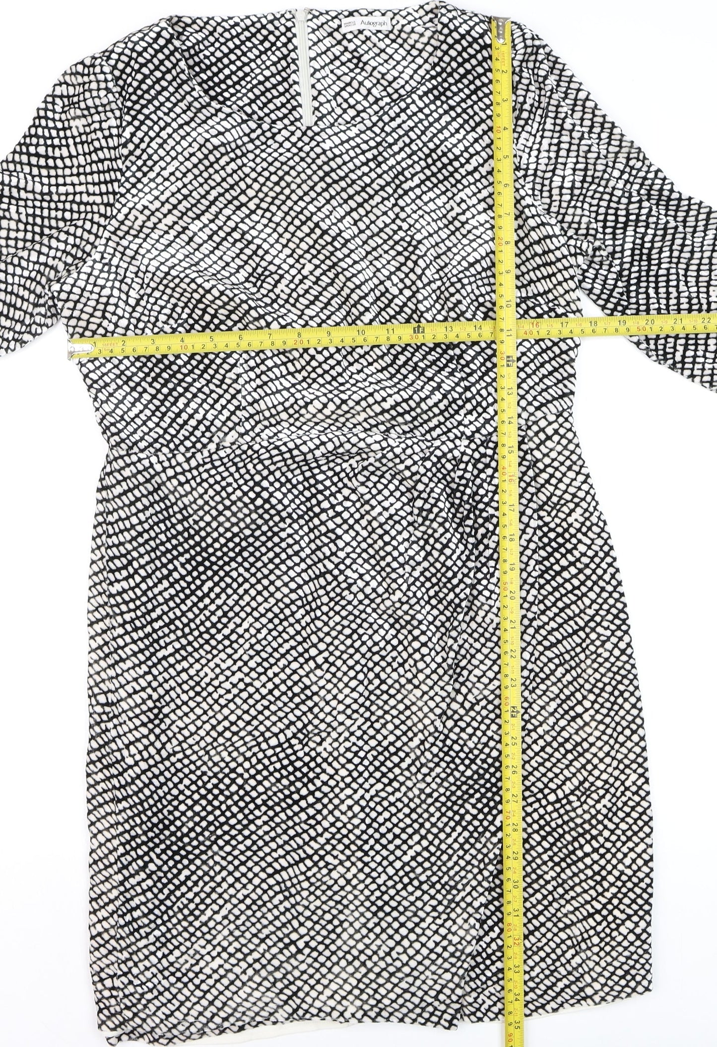 Marks and Spencer Women’s Black White Geometric Sheath Dress Size 14